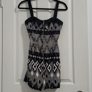 Geometric Zippered Down Mini Dress